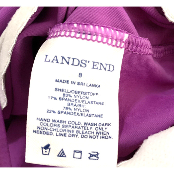 Lands' End Size 8 Tankini Swimsuit Purple Elastic Hem Racerback Beach Vacation - Picture 7 of 7